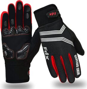 FDX Winter Cycling Gloves: Warm, Windproof, Touchscreen, Padded Grip