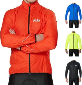 FDX Men's Waterproof Cycling Jacket - Breathable, Reflective, Windproof
