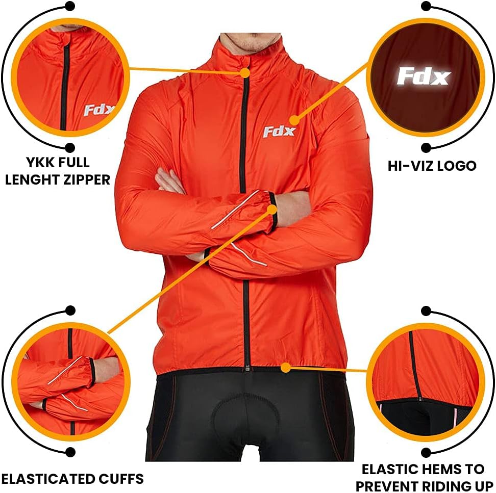 FDX Men's Waterproof Cycling Jacket - Breathable, Reflective, Windproof - Image 2