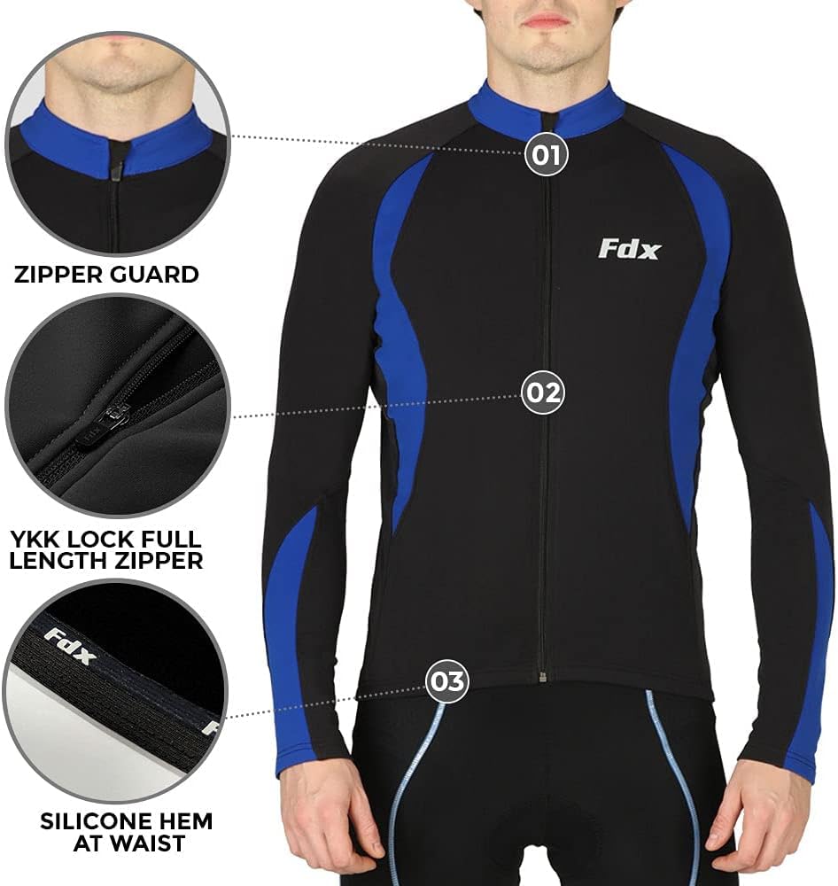 FDX Men's Thermal Cycling Jersey: Warm, Windproof, Water-Resistant - Image 2