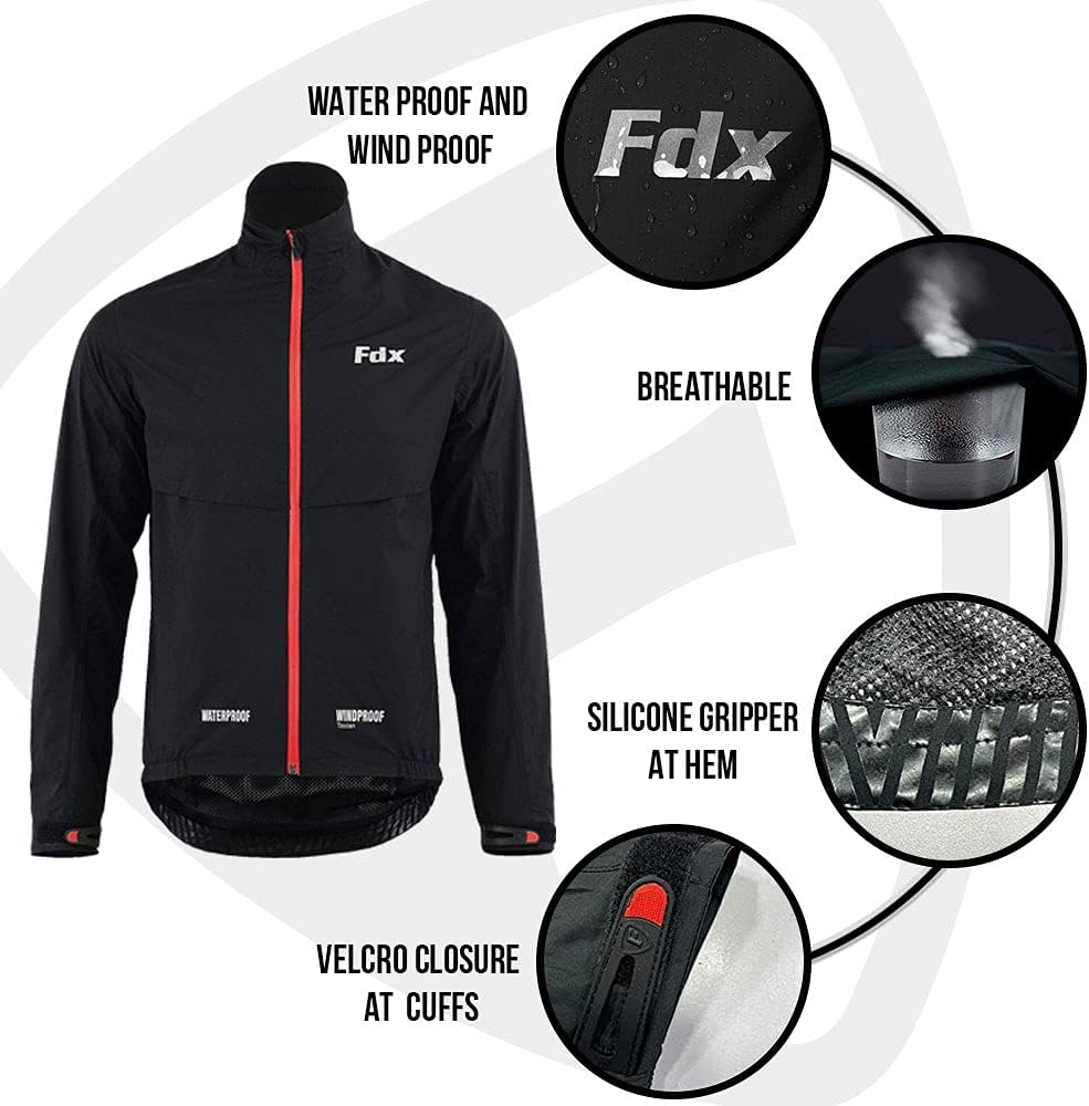 FDX Men's Waterproof Cycling Jacket: Stay Dry, Visible, Windproof - Image 2