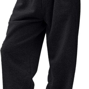 Fleece Lined Joggers Womens Fluffy Sherpa Trousers Warm Thermal Sweatpants Winter Thick Tracksuit Bottoms Elastic High Waisted Solid Jogging Pants Drawstring Pockets for Casual Gym Outdoor Streetwear