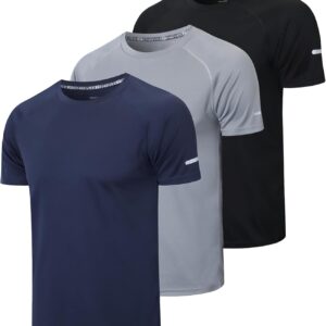 Gaiatiger 1/3 Pack Mens T-Shirts Quick Dry Short Sleeve Tops Moisture Wicking Active Athletic Running Work Shirts