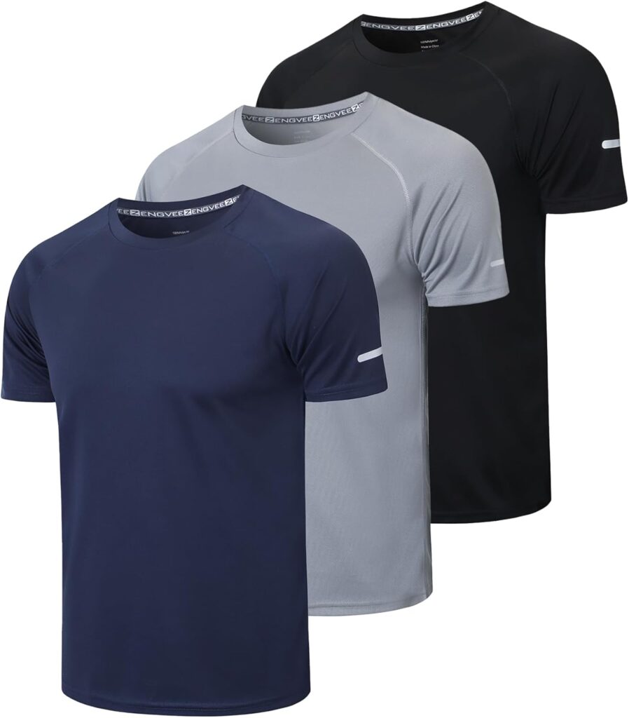 Gaiatiger 1/3 Pack Mens T-Shirts Quick Dry Short Sleeve Tops Moisture Wicking Active Athletic Running Work Shirts