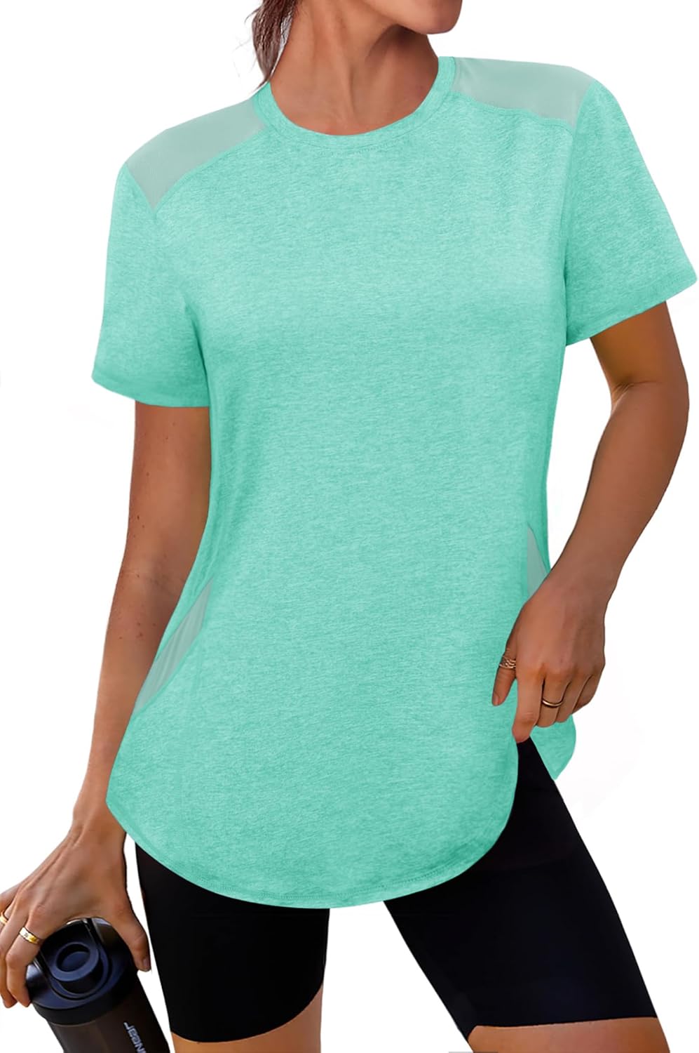 Gyabnw Gym Tops Women UK Yoga Running Sports Tshirt Tennis Pilates Activewear Workout Clothes UPF 50+ Sun Protection