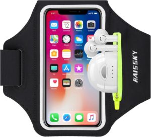 HAISSKY Running Armband: Hands-Free Phone Holder w/ Zipper Pocket
