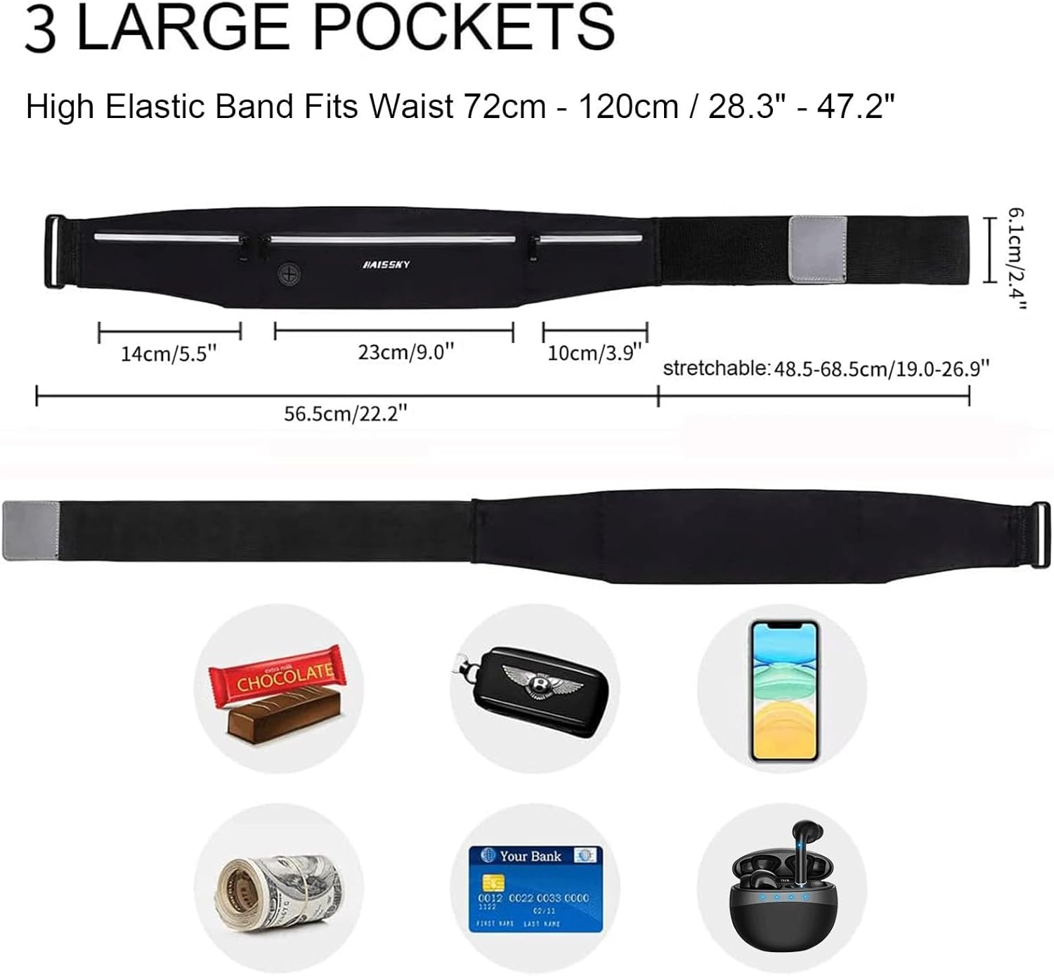 HAISSKY Running Belt: Ultra-Light, Water-Resistant Phone Waist Pack - Image 2