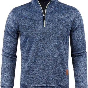 HAOLEI Mens V Neck Jumper Sale Clearance 1/4 Zip Fleece Lined Pullover Regular Fit Autumn Winter Velvet Sweatshirt Sweat Tops UK Size 10-20