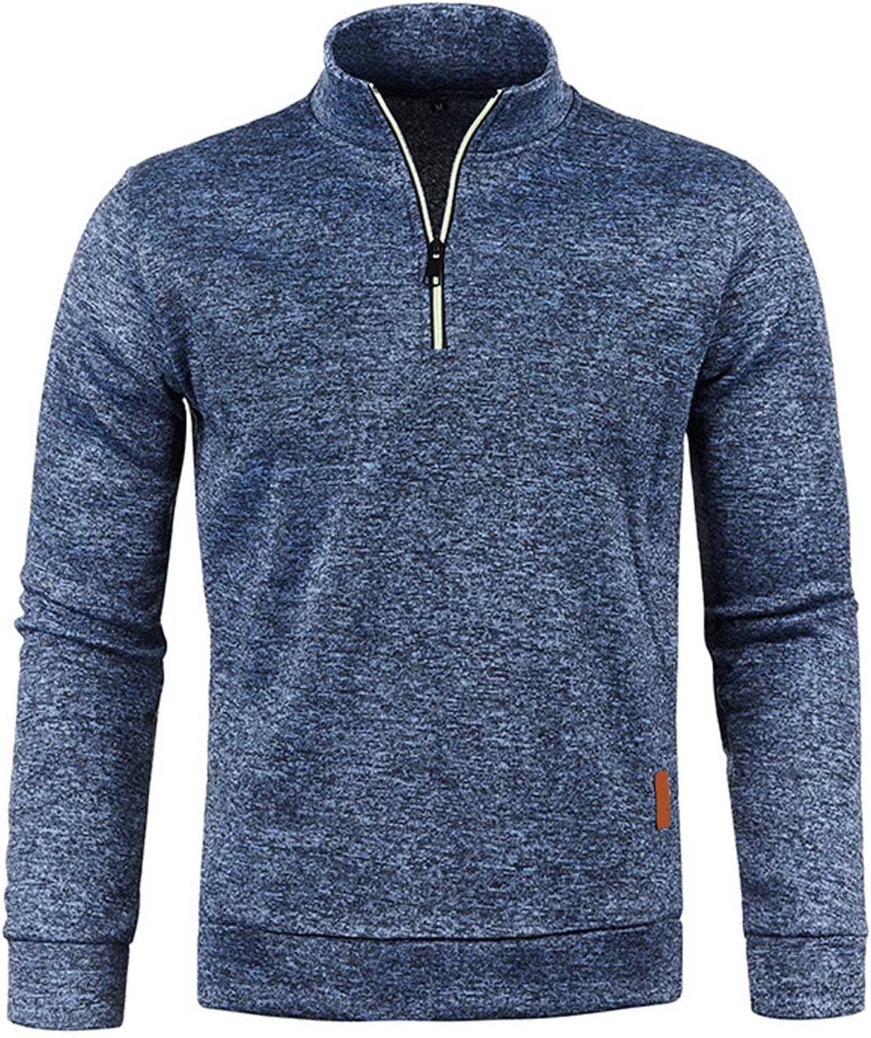HAOLEI Mens V Neck Jumper Sale Clearance 1/4 Zip Fleece Lined Pullover Regular Fit Autumn Winter Velvet Sweatshirt Sweat Tops UK Size 10-20
