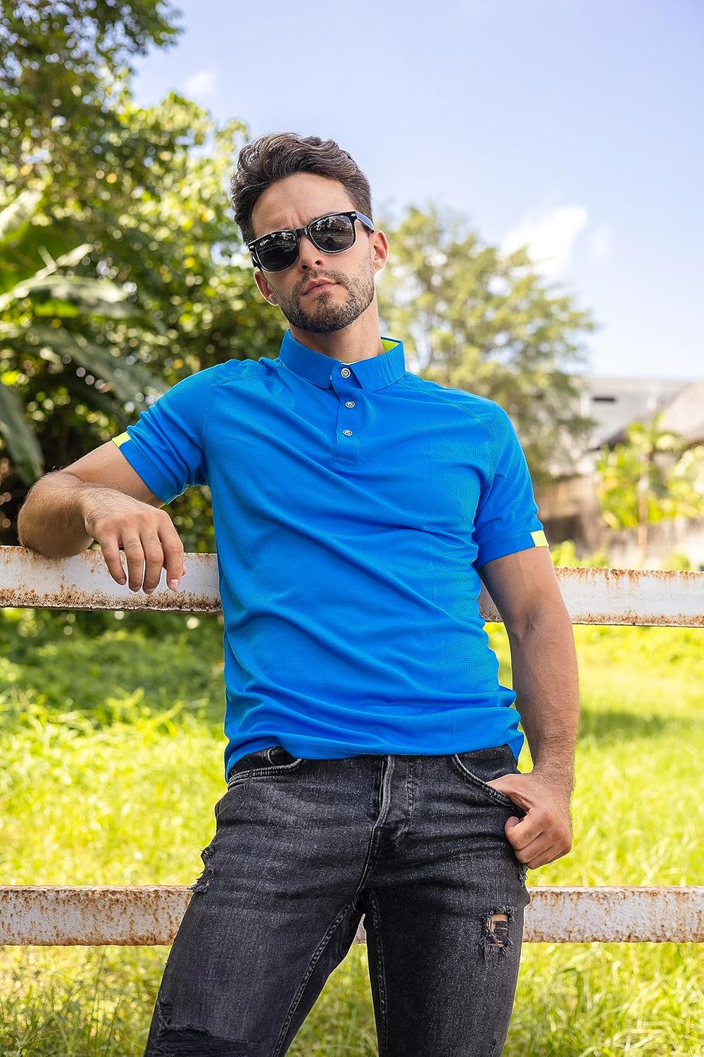 HUAKANG 3pk Mens Breathable Quick Dry Golf Running Gym Polo Shirts - Image 2