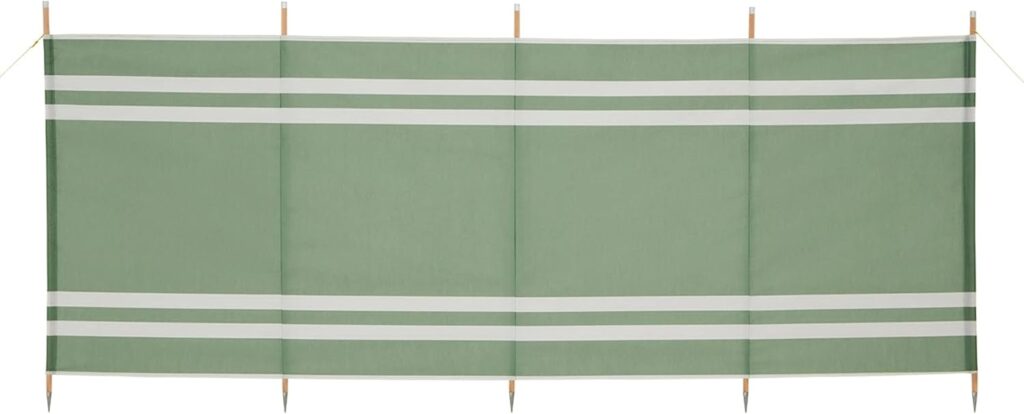 Hi-Gear 5-Pole Retro Style Striped Wooden Windbreak, Sun Shelter, Privacy Shelter, Ideal for Camping, Holidays, Picnic's, trips to the Beach and Caravanning, Camping Equipment