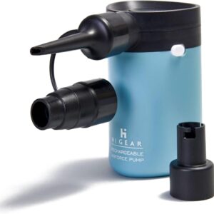 Hi-Gear Airforce Pump with USB-C Rechargeable Battery & 3 Adapters, Inflates & Deflates, Lightweight, Compact, Portable, Ideal for Camping or Inflating Pools & Toys, includes Charging Cable, Blue