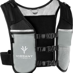 Hydration Running Vest, Lightweight & Breathable Running Vest Women & Men,Adjustable Fit Hydration Vest with Phone Holder, Reflective Design for Men & Women’s, Backpack, & Outdoor Essentials (Black)
