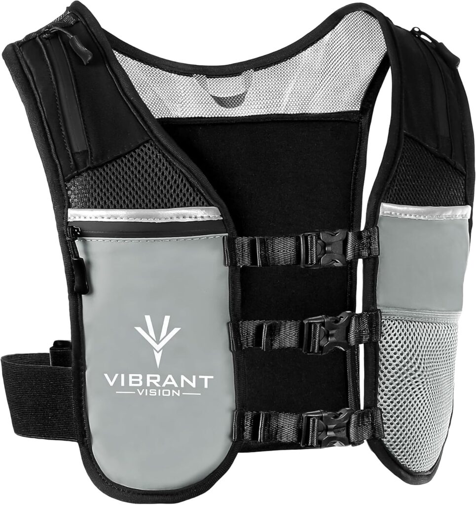 Hydration Running Vest, Lightweight & Breathable Running Vest Women & Men,Adjustable Fit Hydration Vest with Phone Holder, Reflective Design for Men & Women’s, Backpack, & Outdoor Essentials (Black)