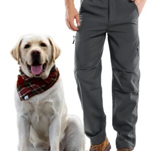 Jessie Kidden Waterproof Ski Trousers Mens, Fleece Lined Hiking Winter Thermal Insulated Warm Outdoor Climbing Walking Soft Shell Cargo Pants