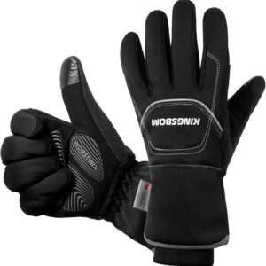 KINGSBOM -40℉ Waterproof & Windproof Thermal Gloves - 3M Thinsulate Winter Touch Screen Warm Gloves - For Cycling,Riding,Running,Outdoor Sports - For Women and Men