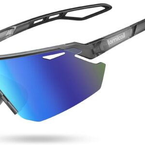 Lamicall Polarized Cycling Sunglasses for Men Women - [24g Ultra-Light] UV400 Protection Sports Glasses for Running Driving Hiking Ski with TR90 Frame, Adjustable Nose Pad & Bendable Temples