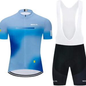 MOXILYN Mens Cycling Jersey MTB Clothes Cycling Kit Bike Shirts and Cycling Bibs Short with 20D Gel Pad Biking Clothing Set