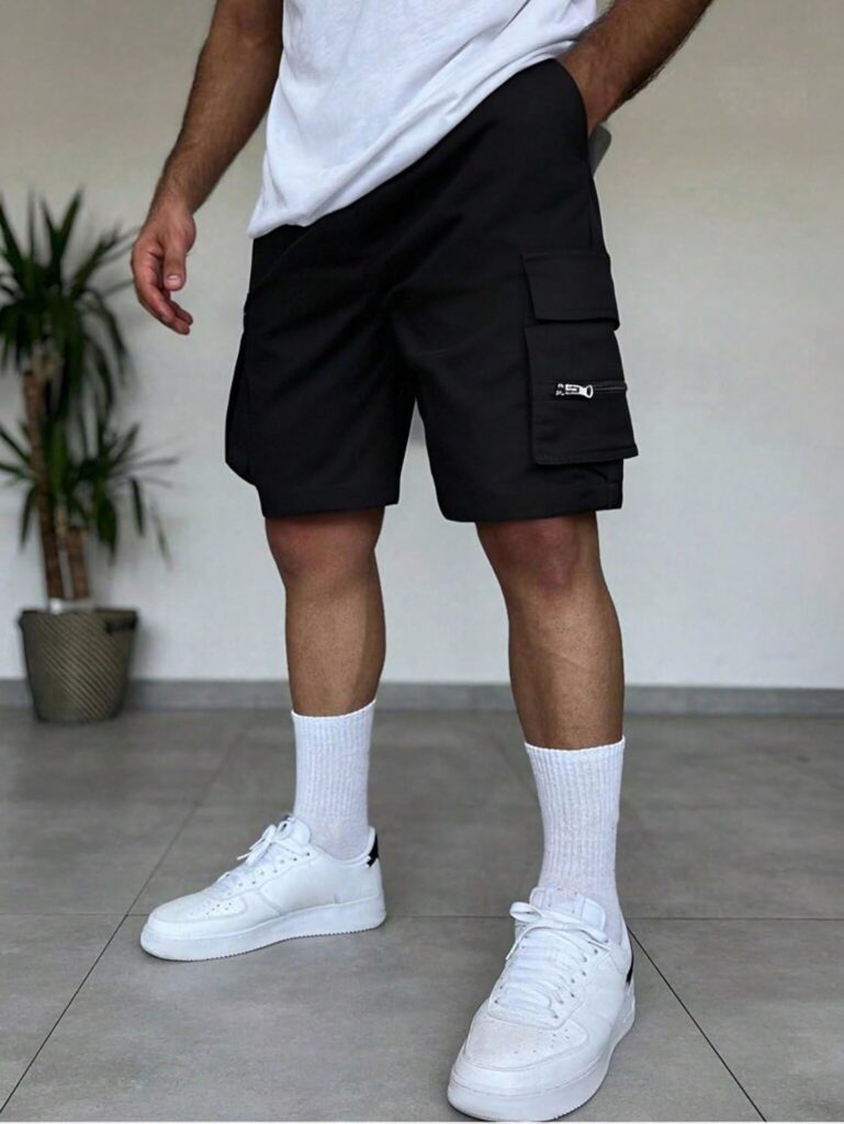 Men's Cargo Work Shorts Outdoor Hiking Lightweight Breathable with Pockets Black