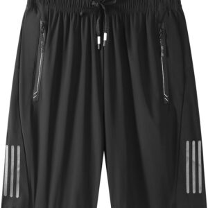 Men's Lightweight Anti-Lost Zippered Pocket Shorts,Drawstring Waist,Breathable Summer Casual Outdoor Gym Athletic Shorts