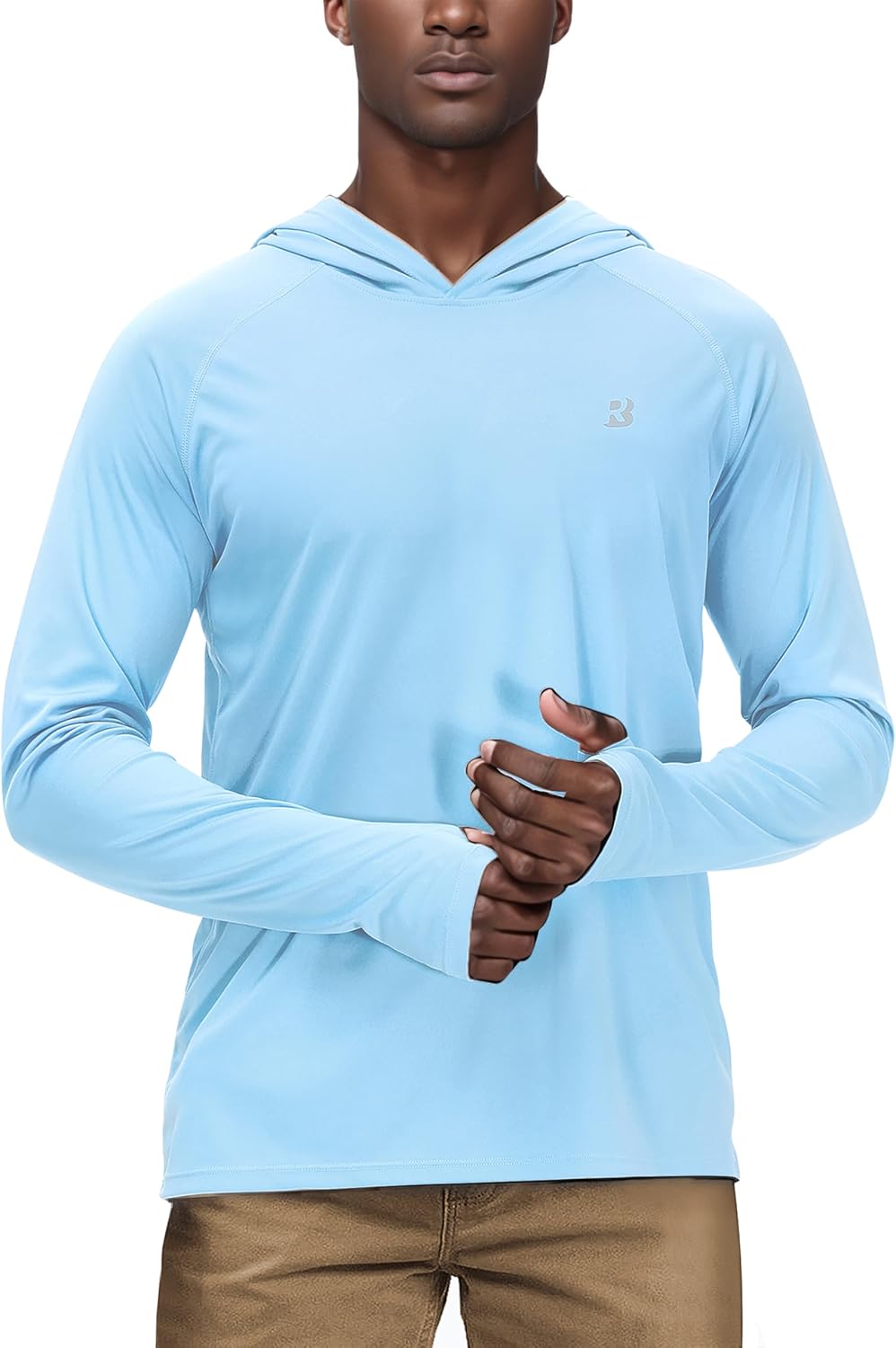 Men's Long Sleeve Hoodie UPF 50+ Outdoor UV Fishing Shirts Sun Protection for Workout, Running, Fishing, Hiking