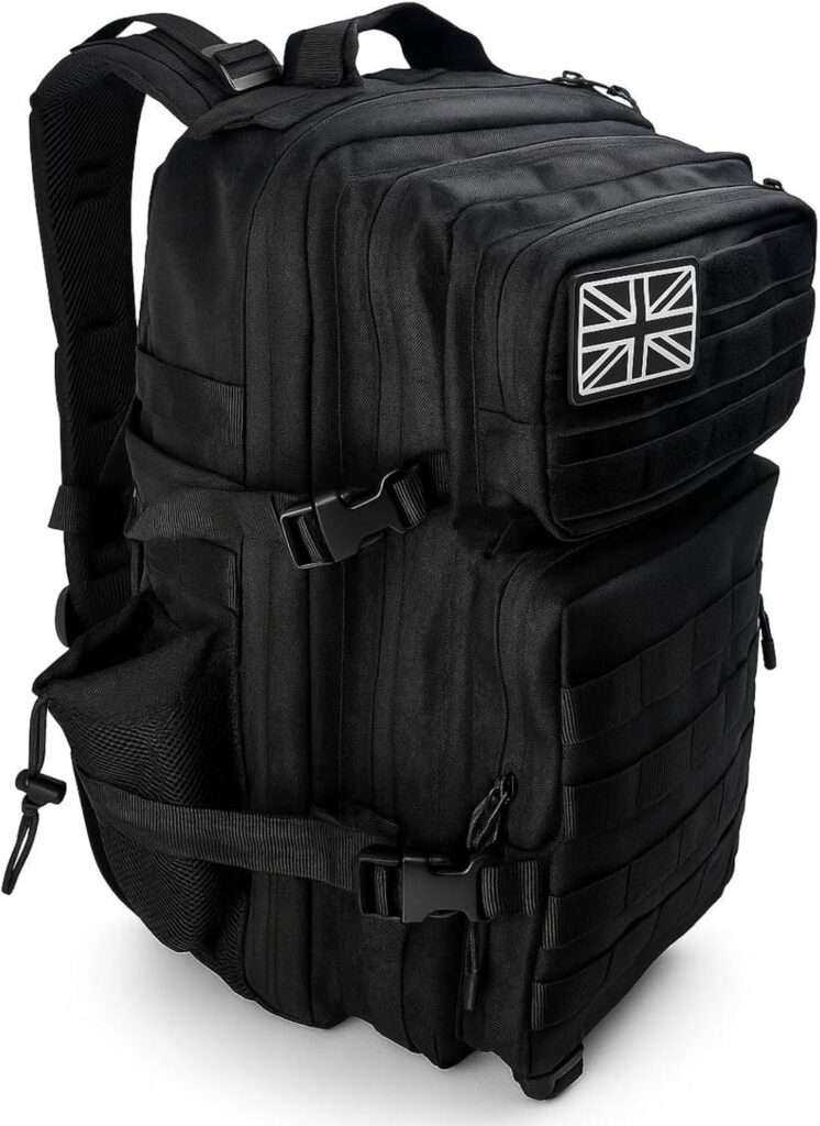 Military Tactical Backpack 45L Heavy-Duty Water-Resistant Rucksack with Webbing 6 Compartments & Padded Back Support Ideal for Hiking, Athletes, Gym, Travel, Sports, Camping & Everyday Carry