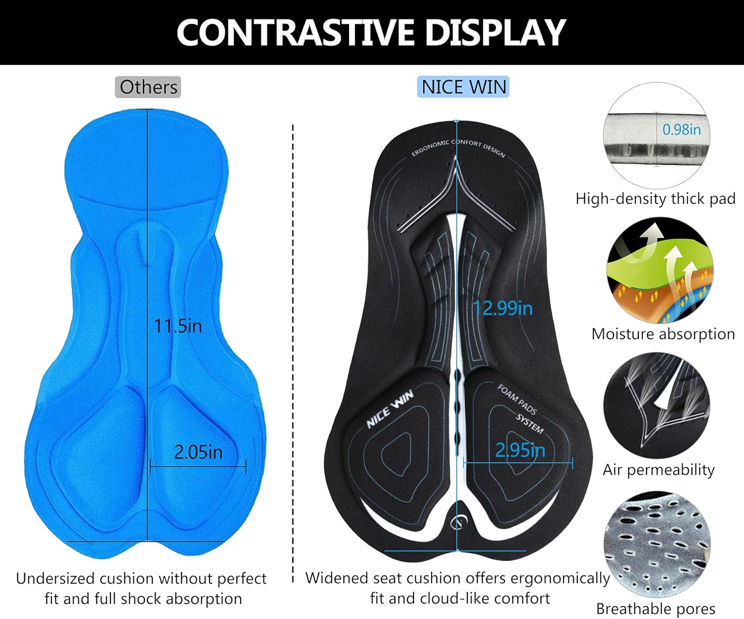 NICEWIN Men's 3D Padded Cycling Shorts: Quick-Dry Comfort - Image 2