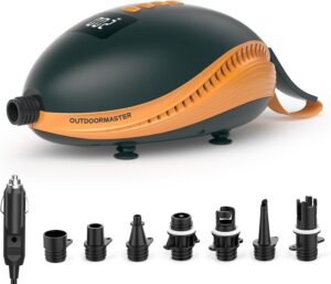 OutdoorMaster Dolphin SUP Pump: Fast 20PSI, Auto-Off, 12V Car