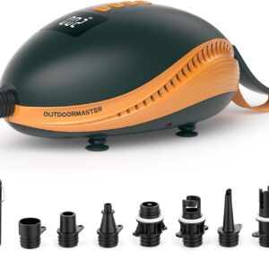 OutdoorMaster 20PSI Electric SUP Pump Paddle Board Pump The Dolphin - Quick Air Inflator & Auto-Off, 12V DC Car Connector for Inflatable Stand Up Paddle Boards, Boats, Water Sports