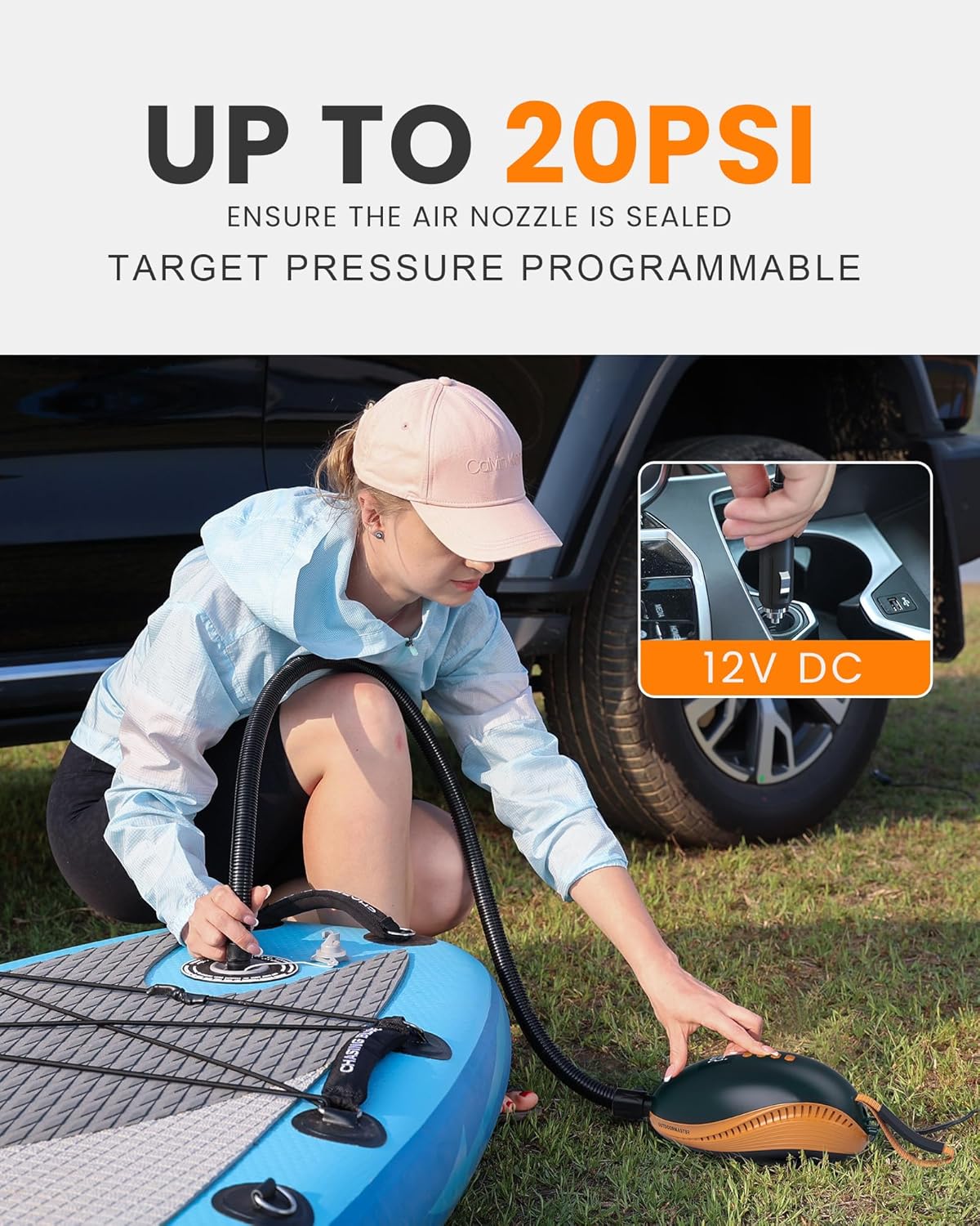 OutdoorMaster Dolphin SUP Pump: Fast 20PSI, Auto-Off, 12V Car - Image 2