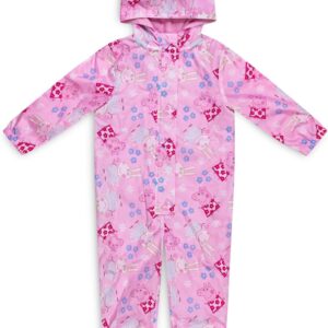 Peppa Pig Girls Waterproof Puddle Suit – All-in-One Girls Rain Suit with Hood, Fleece Lining, Hook and Loop Fastening, Elasticated Cuffs – Toddler Outdoor Clothing
