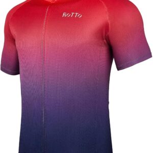 ROTTO Cycling Jersey Mens Short Sleeve Cycle Top Bike Shirt Gradient Color Series
