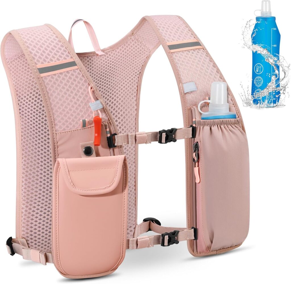 Running Vest for Men Women Lightweight Reflective Running Backpack Hydration Vest Pack with 500ml Water Bottle for Marathons Trail Running Cycling Hiking