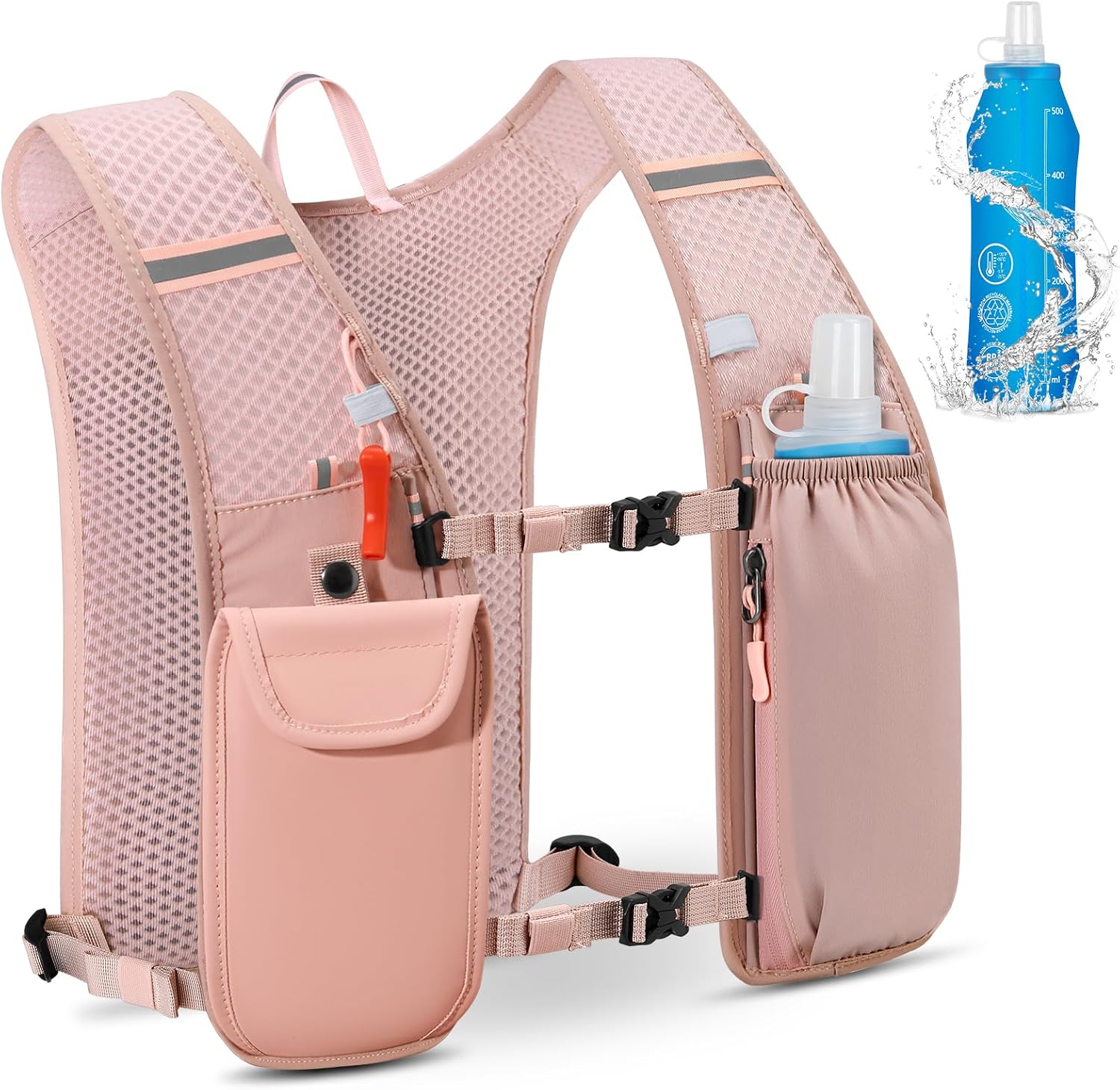 Running Vest for Men Women Lightweight Reflective Running Backpack Hydration Vest Pack with 500ml Water Bottle for Marathons Trail Running Cycling Hiking