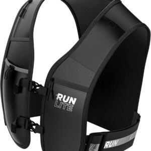Running Vest with Waterproof Phone Holder, Reflective Straps, Adjustable Waistband, 5 Pockets, Water Bottle Holder - Unisex M/L (84–112 cm)