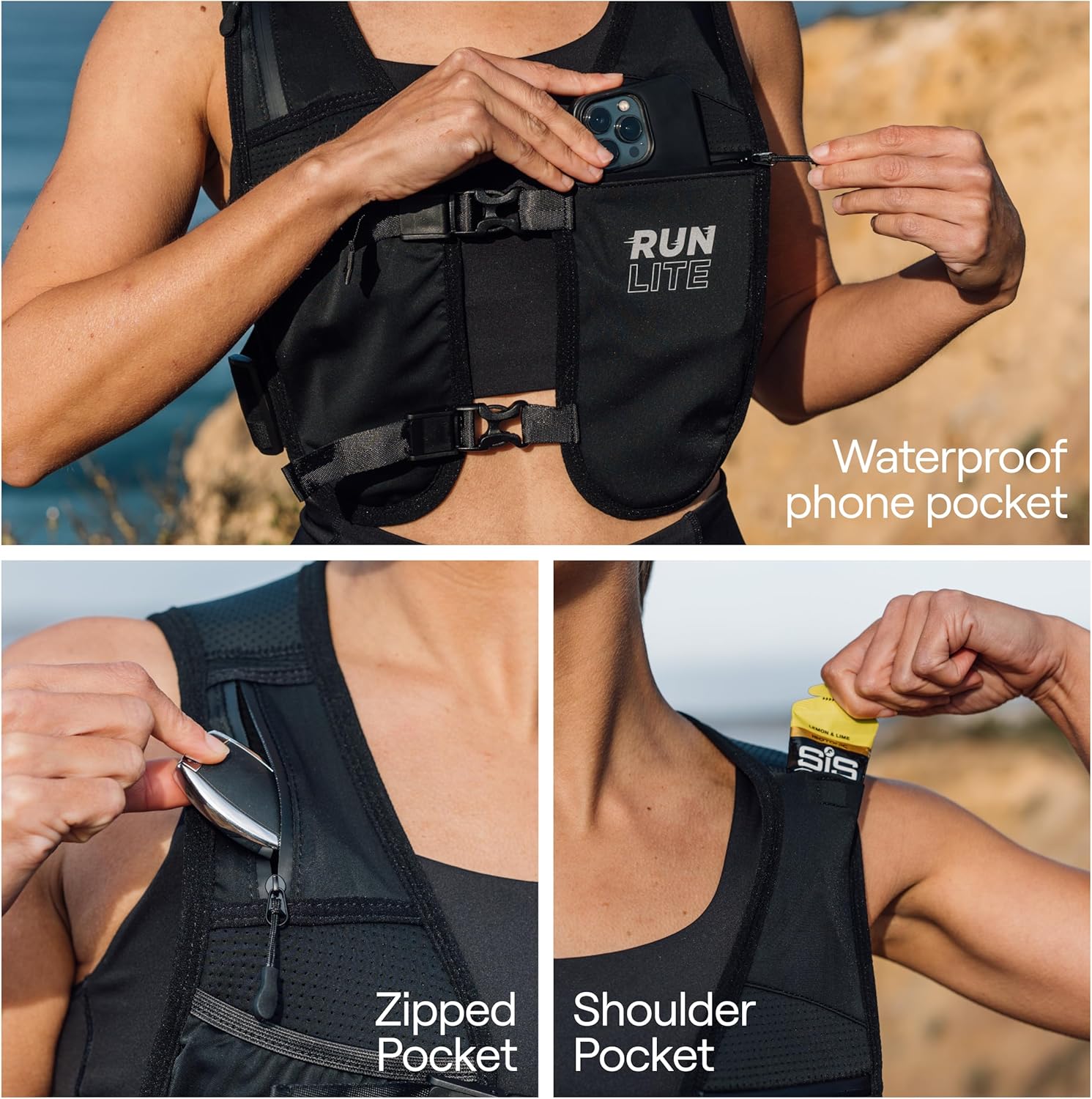 Waterproof Running Vest: Phone Holder, 5 Pockets, Reflective - Image 2