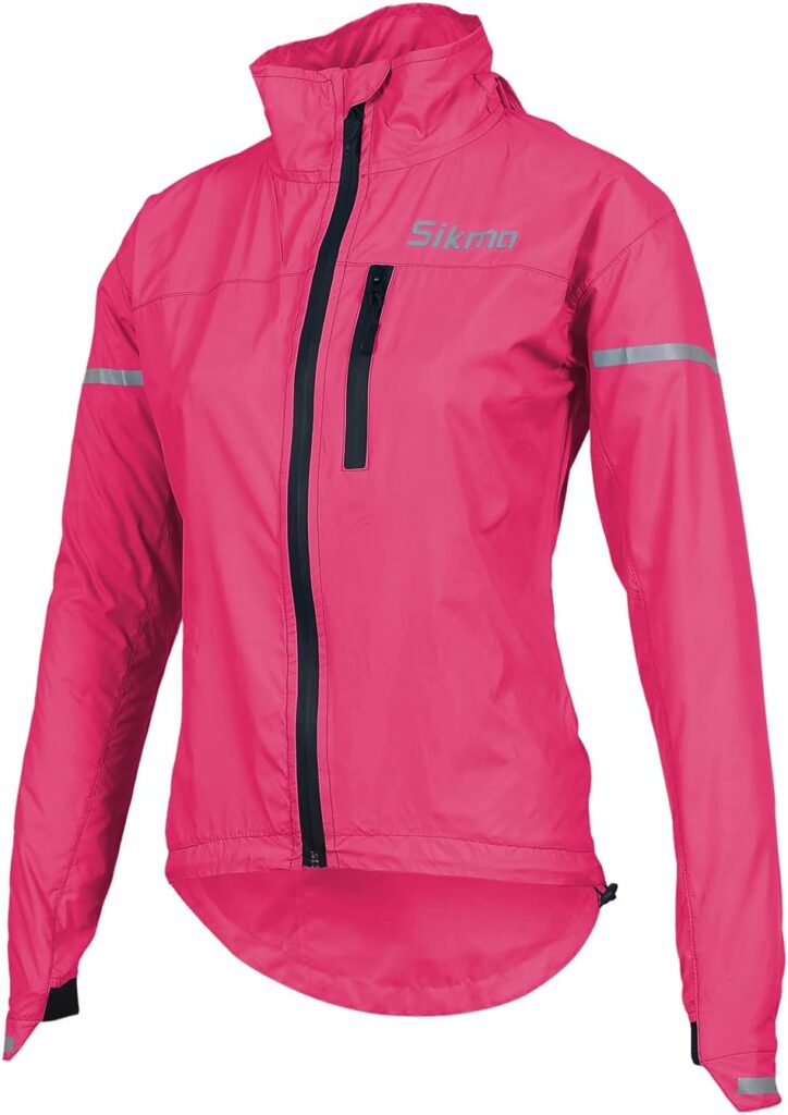 Sikma WOMEN GIRLS CYCLING JACKET LADIES RAIN COAT FEMALE WATERPROOF WATER RESISTANT JACKET RUNNING CASUAL TOP OUTDOOR …