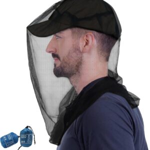 South To East Premium Midge Net for Head 2 Pack, Ultra Large & Long, Extra Fine Holes, Fly & Bug Protection Gear for Camping, Hiking, Fishing, Gardening, Safari, Fit All Hats for Men & Women