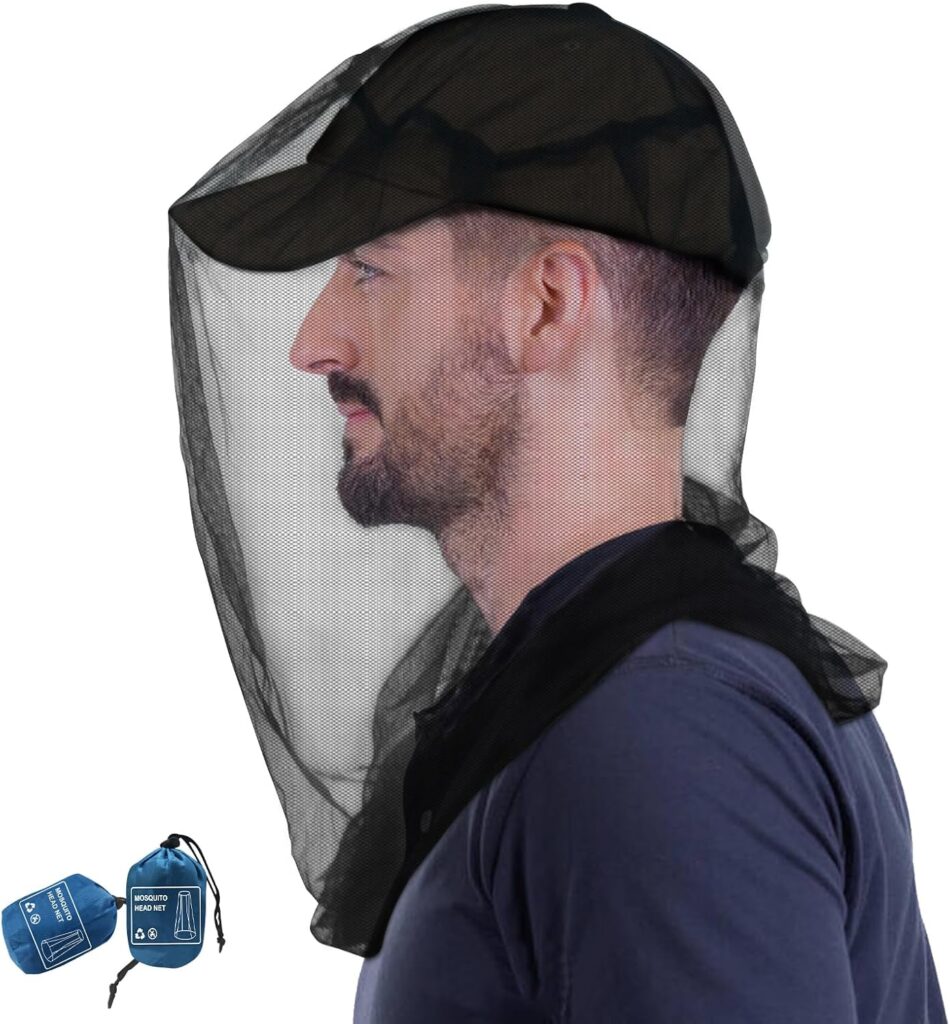 South To East Premium Midge Net for Head 2 Pack, Ultra Large & Long, Extra Fine Holes, Fly & Bug Protection Gear for Camping, Hiking, Fishing, Gardening, Safari, Fit All Hats for Men & Women