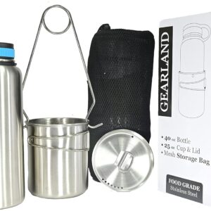 Stainless Steel Bottle with Nested Camping Cup with Lid - Canteen, Camping Cookware, Measuring Kit, Bushcraft Gear, Bug Out Kits, Camp Mug, Bugout Bag