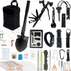 Survival Kit,137Pcs Survival Gear First Aid Kit, Camping Accessories, Family Emergency Kit for Outdoor Adventure, Hiking, Hunting, Earthquake Gifts for Men Women