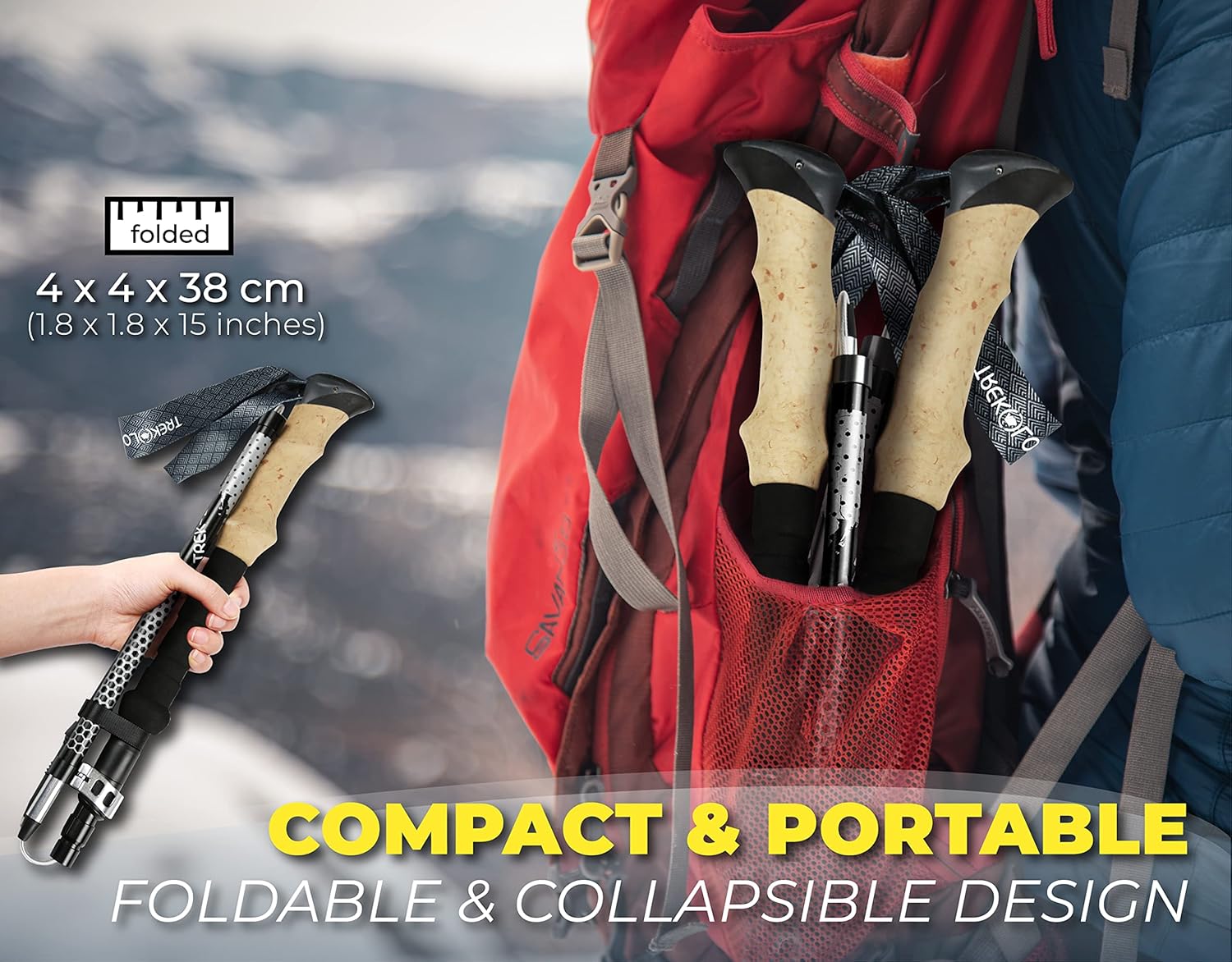 TREKOLOGY TREK-Z Trekking Poles: Lightweight, Foldable Hiking Sticks - Image 2