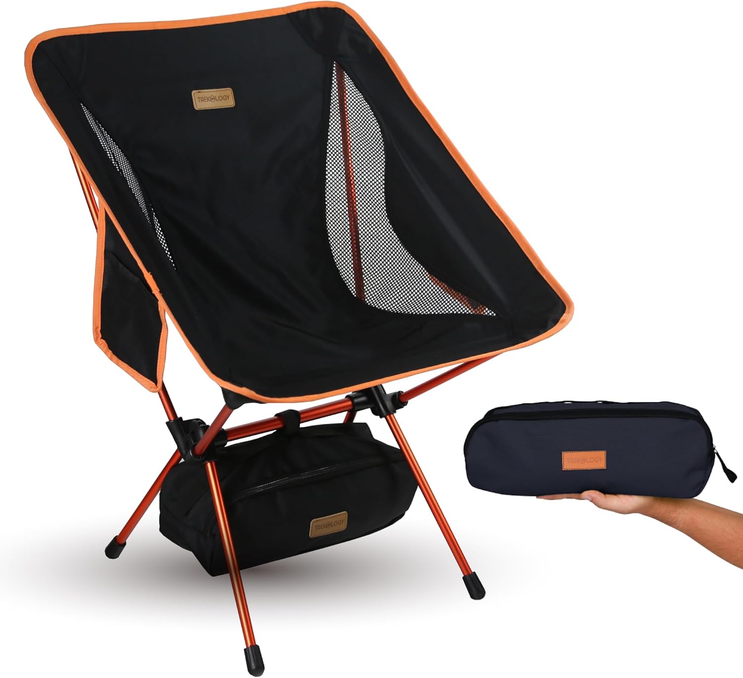 TREKOLOGY YIZI GO Camping Chair for Adult – Compact, Foldable, Lightweight 0.9 kg, 136 kg Capacity, Durable Aluminum, Quick Setup, Ideal for Backpacking, Beach, and Outdoor Adventures (Black)