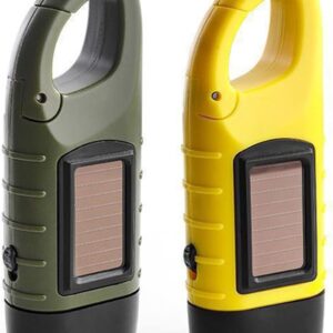 Telidif 2-Pack Wind Up Torch, LED Torch, Hand Crank Torch, Solar Powered Torch, Super Bright Emergency Torch with Carabiner Hook, Portable Camping Torch for Hiking, Outdoor, Survival Gear