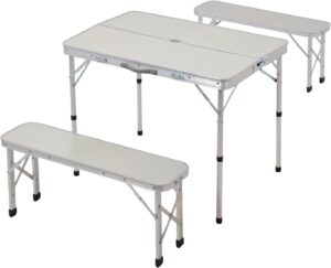 Fellie Folding Picnic Table & Benches - Portable w/ Parasol Hole
