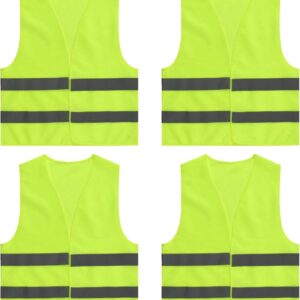 Tweozek 4Pcs Hi Vis Vests,High Vis Vest Reflective Hivisible Vest Night Workwear High Visibility Reflective Safety Vests Waistcoats Jacket for Traffic Work,Running