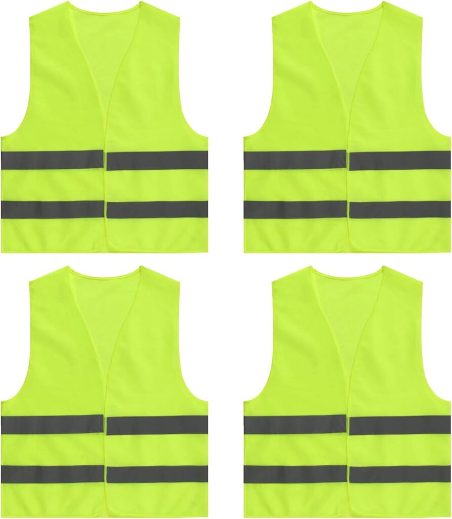 Tweozek 4Pcs Hi Vis Vests,High Vis Vest Reflective Hivisible Vest Night Workwear High Visibility Reflective Safety Vests Waistcoats Jacket for Traffic Work,Running