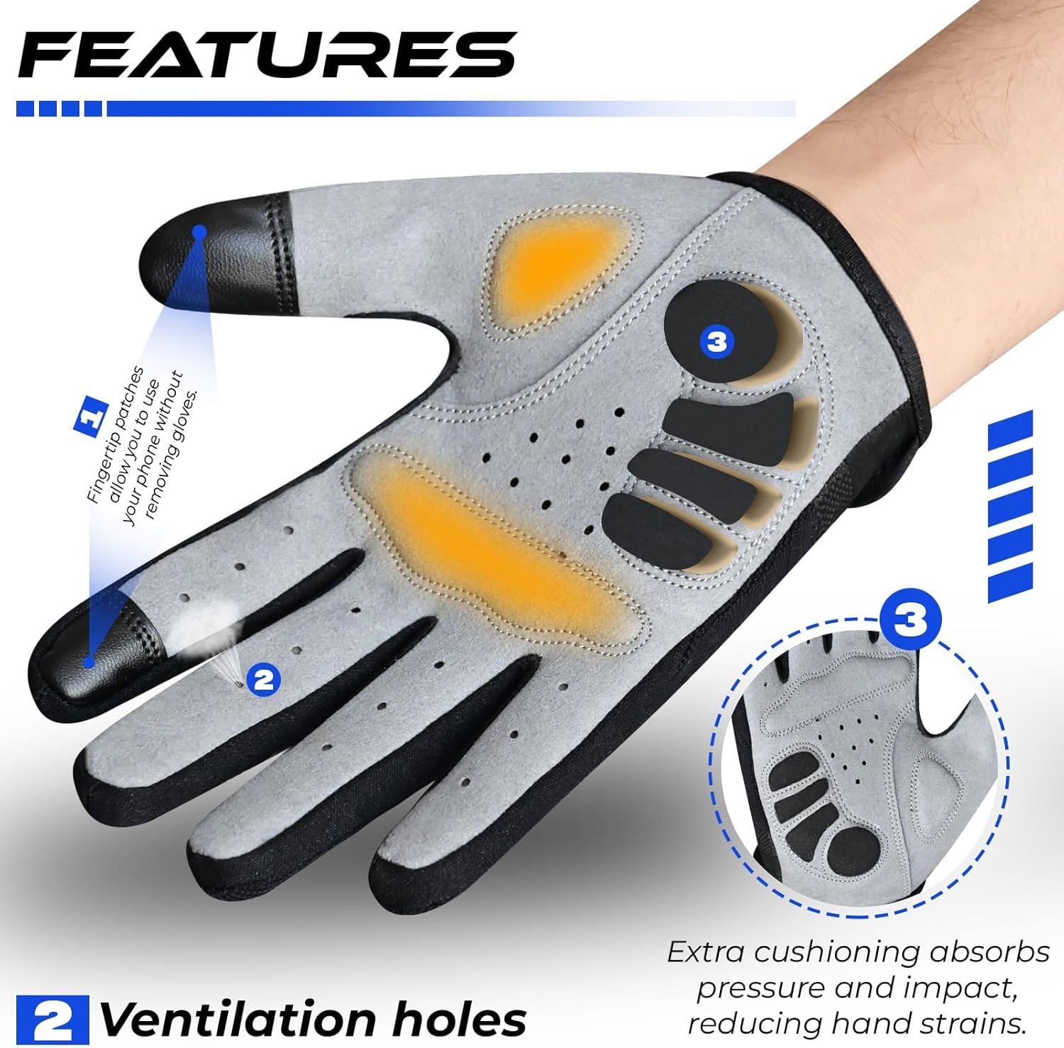 WESTWOOD FOX Padded MTB Gloves: Touchscreen, Anti-Slip, All-Weather Comfort - Image 2
