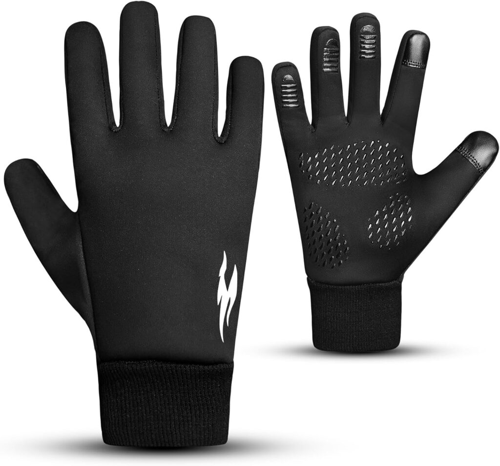 WESTWOOD FOX Winter Thermal Gloves Windproof Running Gloves Touch Screen Warm Anti Slip Silicone Cycling Gloves for Men Women,Elastic Cuff for Driving