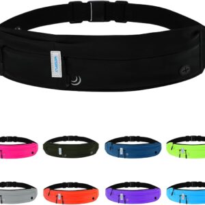 Waterfly Running Belt Bum Bag: Runner Marathon Jogging Waist Pack Sport Workout Exercise Fitness Phone Holder Bag for Men Women Jogger Slim Waistband